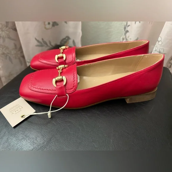 NWT LAMICA Gale Horsebit Loafers / Red Napa Leather / Size 39 - Picture 2 of 7